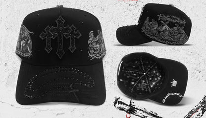 Sparkling Cross Necklace Black Cap