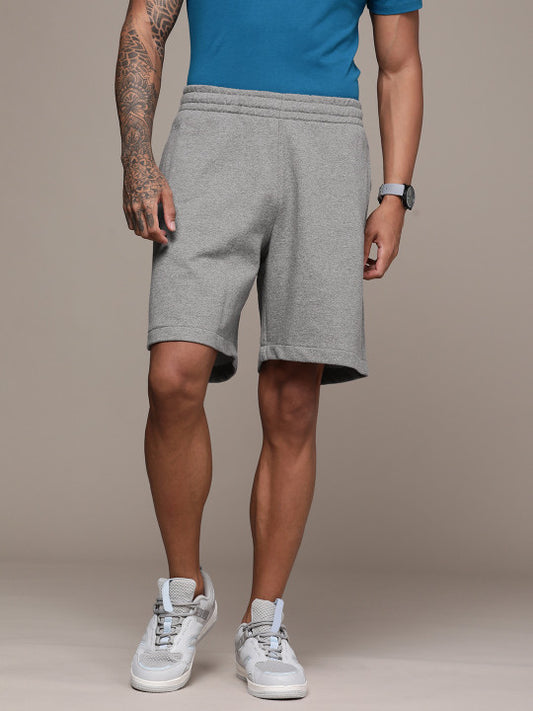 Men Grey Solid Pure Cotton Regular Shorts