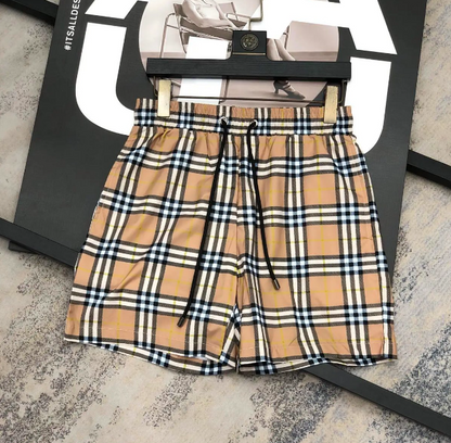 Men's Plaid Drawstring Casual Shorts