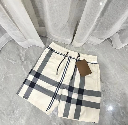 Men's Plaid Drawstring Casual Shorts