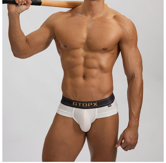 Men's Breathable Low-Rise Ribbed Briefs – Sexy, Comfortable, and Sporty with a Spacious Pouch