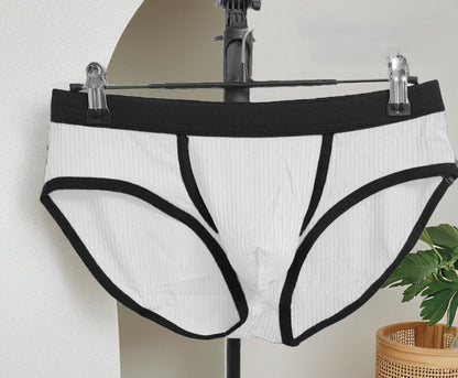 Men's Ribbed Low-Rise Briefs – Breathable, Lightweight, and Sexy, Featuring a Separate Pouch Design