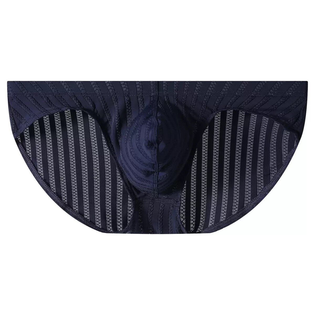 Men's Low-Rise Striped Ice Silk Briefs with Sexy U-Bulge Pouch