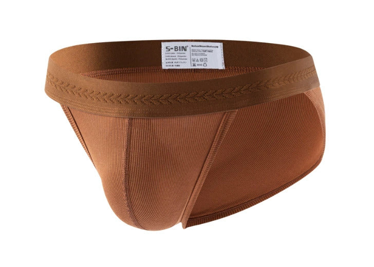 Men's Low-Rise Ribbed Cotton Breathable U-Pouch Athletic Briefs