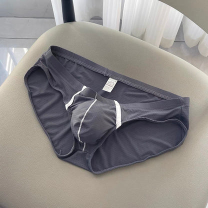 Men's Sexy Low-Rise Mesh Briefs – Breathable Ice Silk with Pouch-Enhancing Design