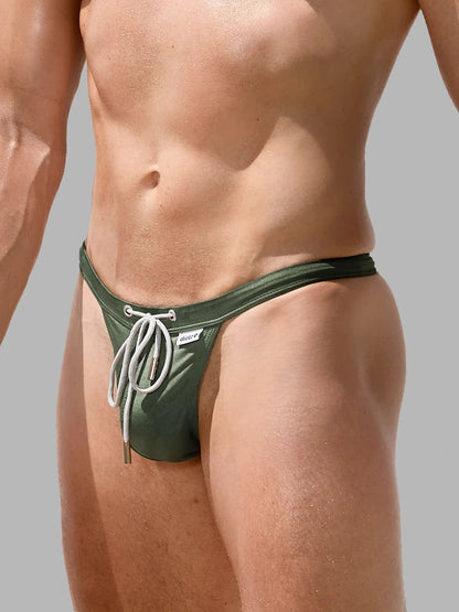 Drawstring Lace-up Thong Swimsuit