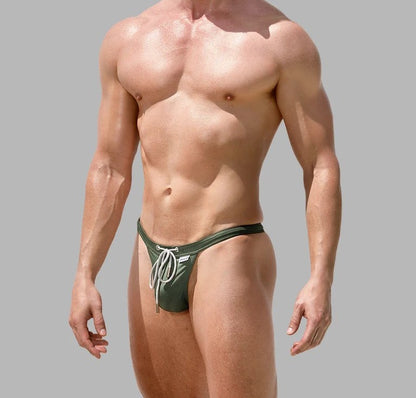 Drawstring Lace-up Thong Swimsuit