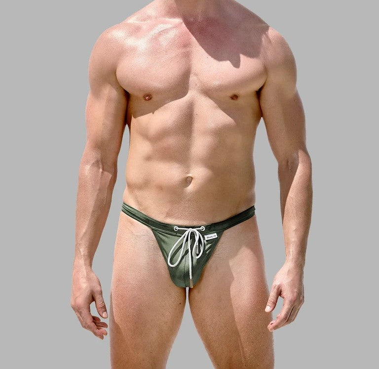 Drawstring Lace-up Thong Swimsuit
