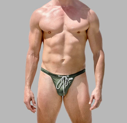 Drawstring Lace-up Thong Swimsuit
