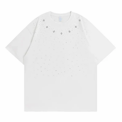 Midasgaze Crystal Decorated Cross Tee