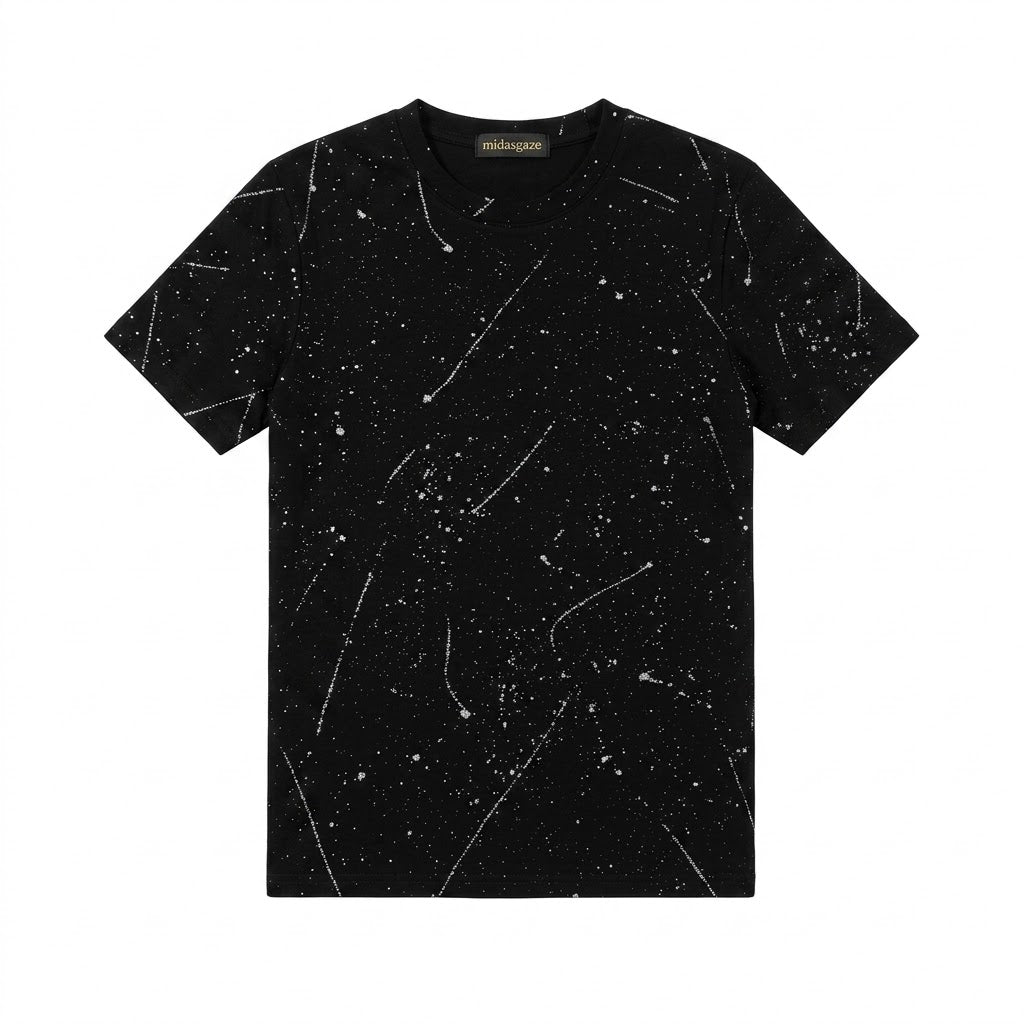 Light Luxury Old Glitter Black T-Shirt