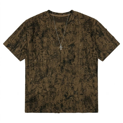 Trendy Rhinestone Ripped Short-Sleeved Top
