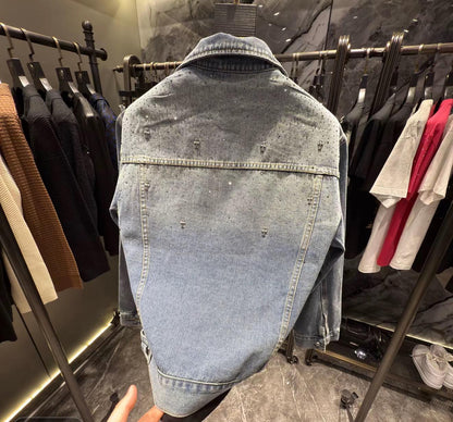 Midasgaze Crystal-Embellished Cross Denim Jacket