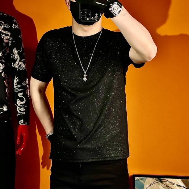 Black Shimmering Ice-silk T-shirt