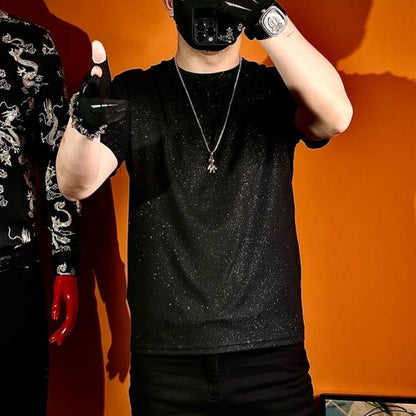 Black Shimmering Ice-silk T-shirt
