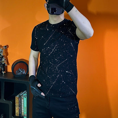 Light Luxury Old Glitter Black T-Shirt