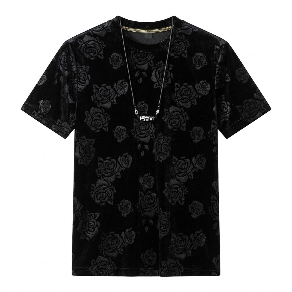 Cool Black Rose Jacquard T-shirt