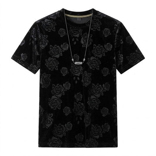 Cool Black Rose Jacquard T-shirt