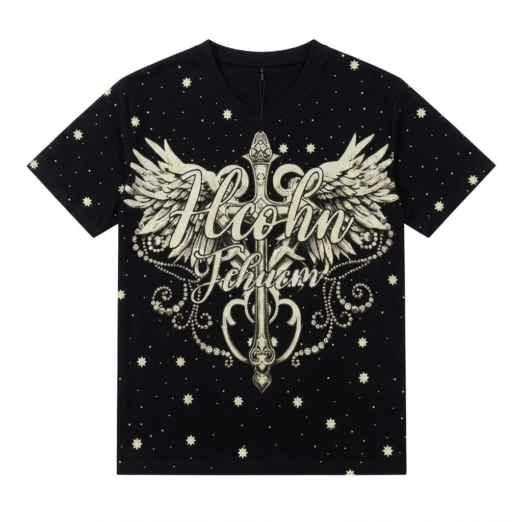 Fashion Crystal-Waterfall Wing T-Shirts