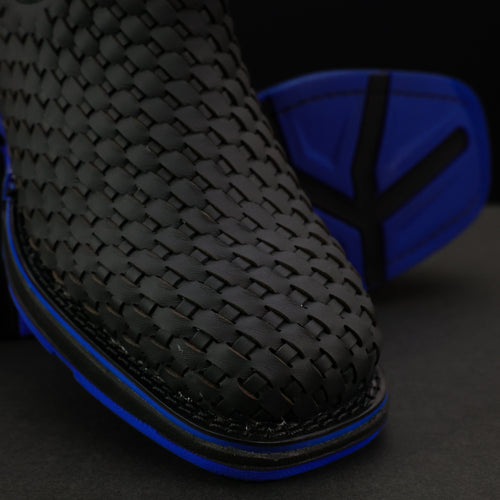 Black Basketweave Leather Botin - 3D Sole Composite Toe