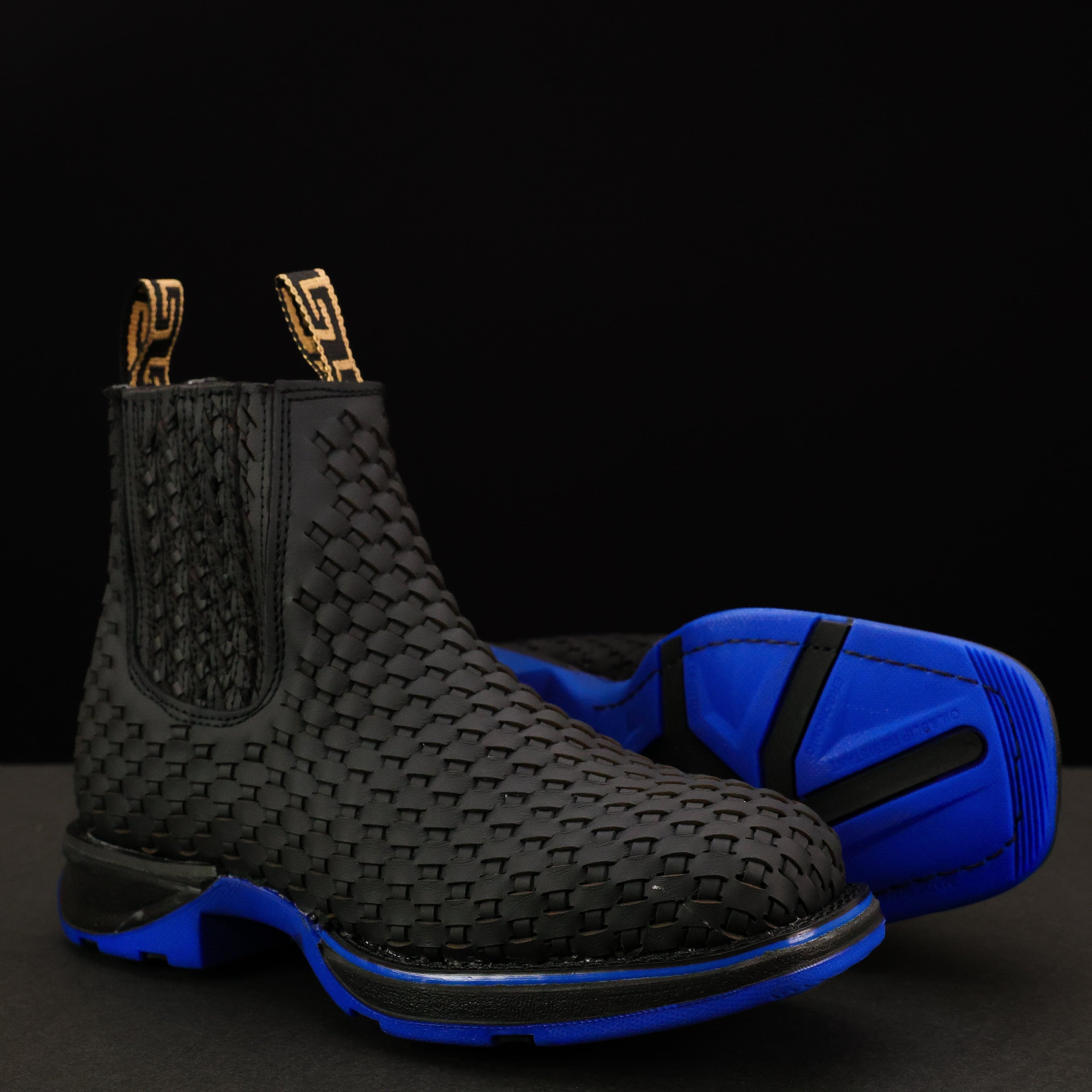 Black Basketweave Leather Botin - 3D Sole Composite Toe